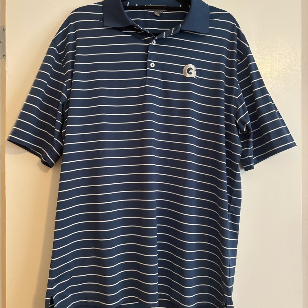 Peter Millar Navy and White Striped Polo
